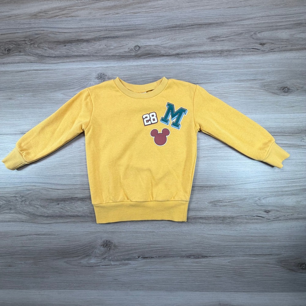 Disney Mickey Mouse Yellow Sweatshirt Kids Size 2T Graphic Print Long‎ Sleeve